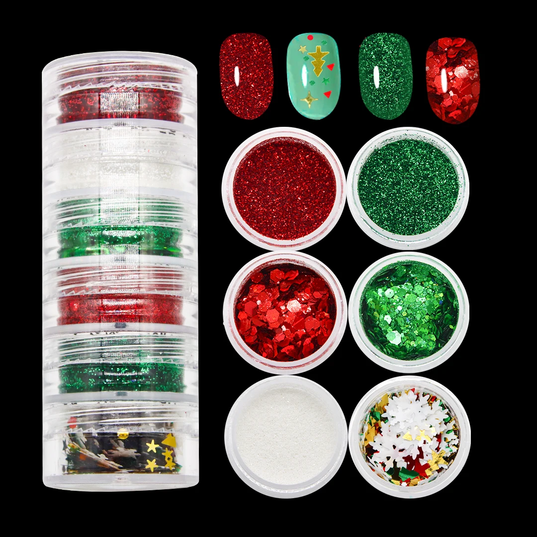 Irregular Christmas Glitter Nail Decoration Sequin Glitter White Snowflake Christmas Nails Accessories