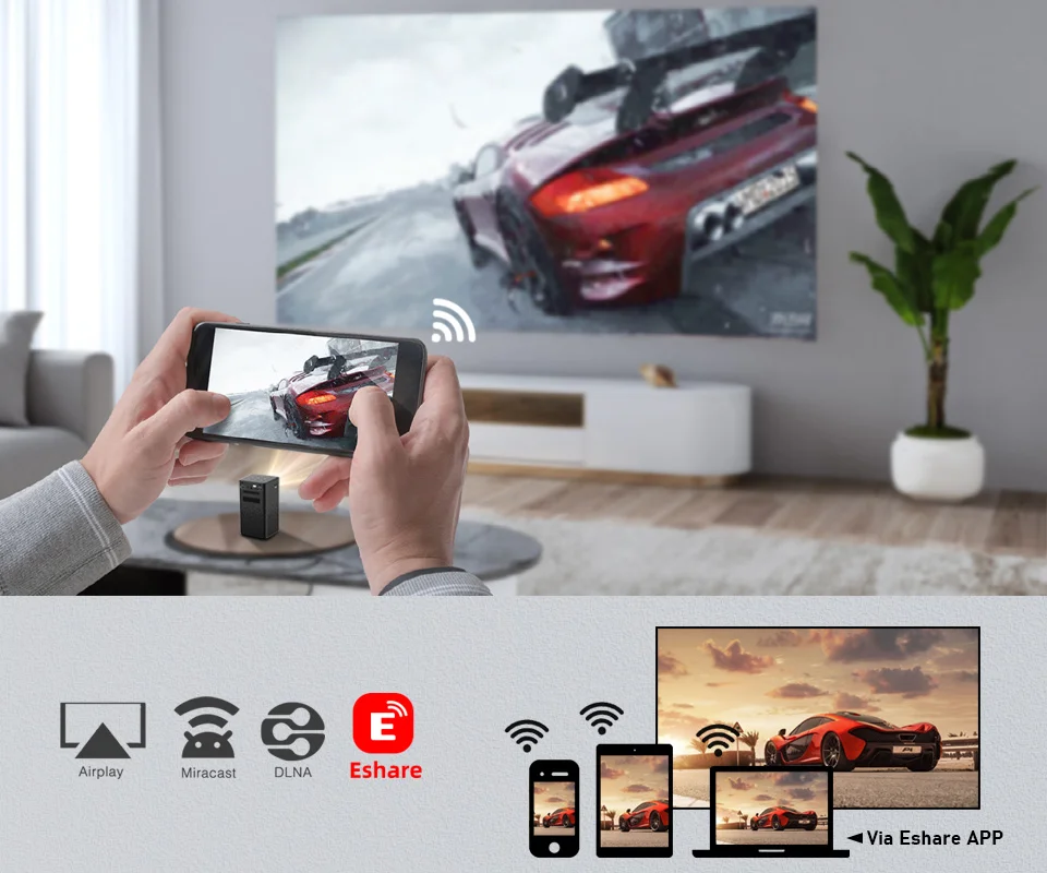 Мини-проектор BYINTEK P20 Wif мультимедийный Видеопроектор для дома и игр на открытом воздухе 4K портативный проектор путешествий