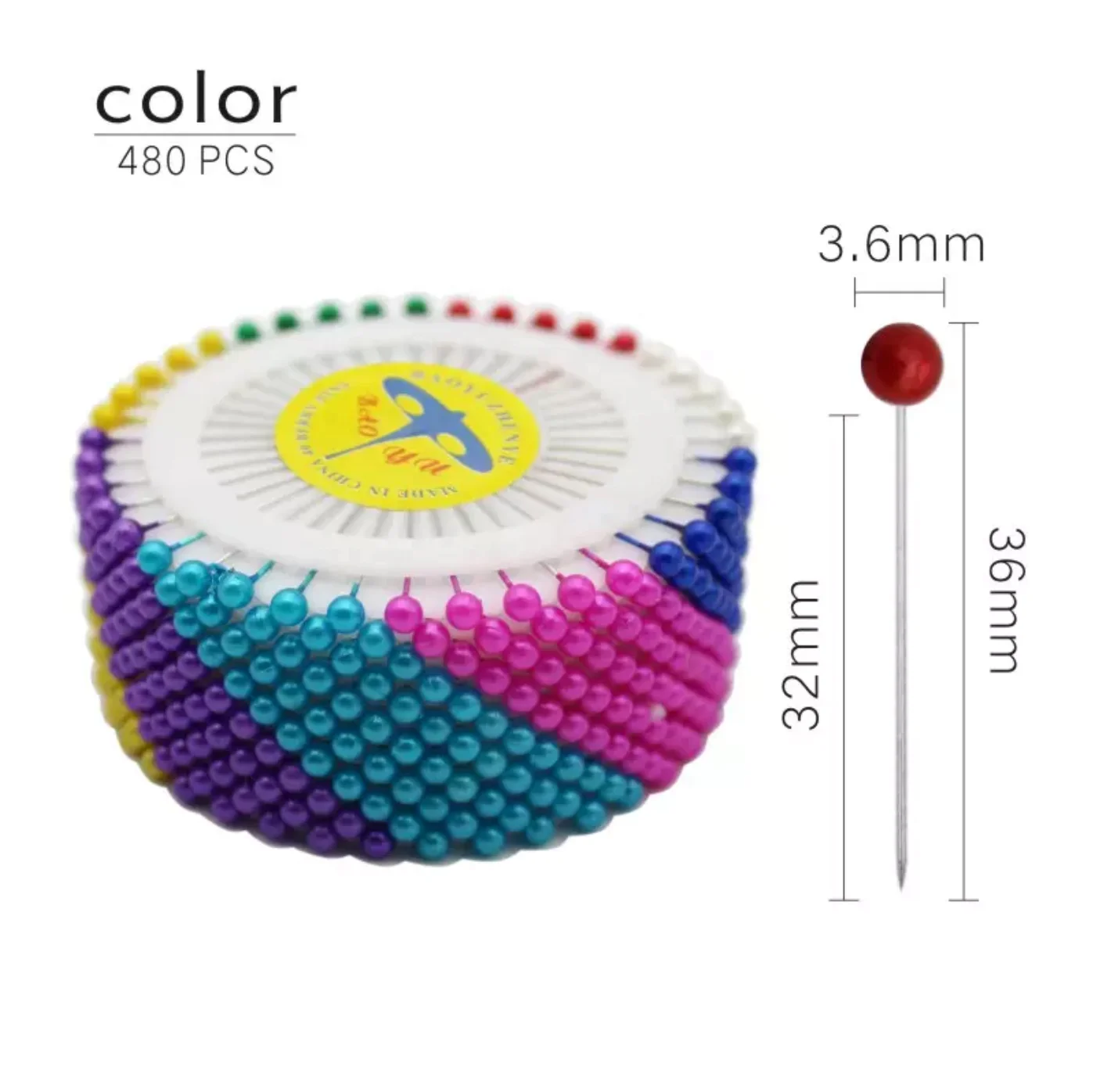 Rainbow Assorted Colorful Pearl Pin For Positioning Needle Sewing Model Head Locating