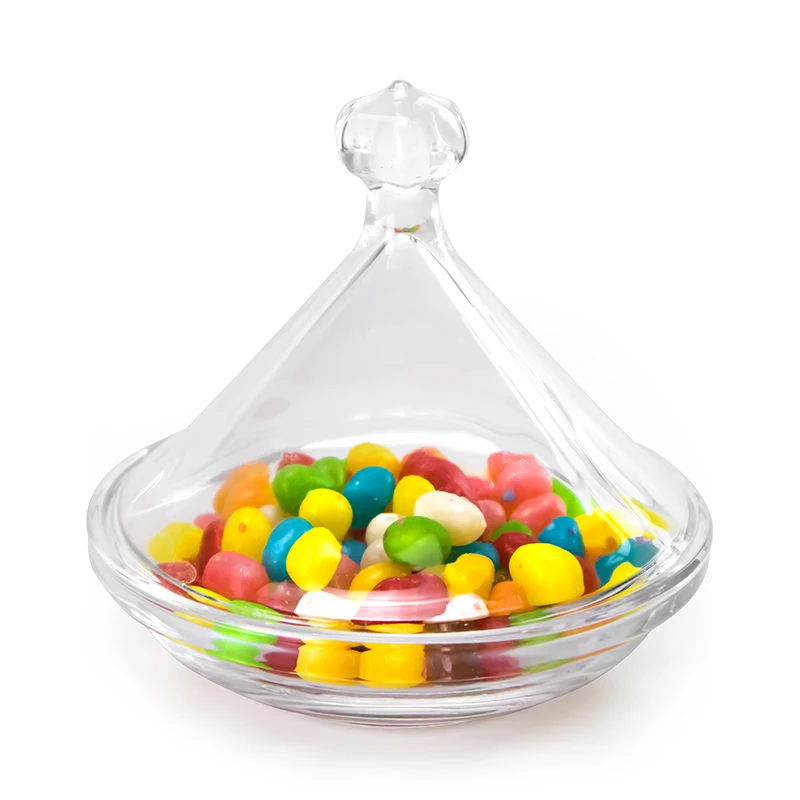Wholesale Unique Style Candy Jar Luxury Sweet Dessert Sugar Nut Glass Crytal Dish With Lid
