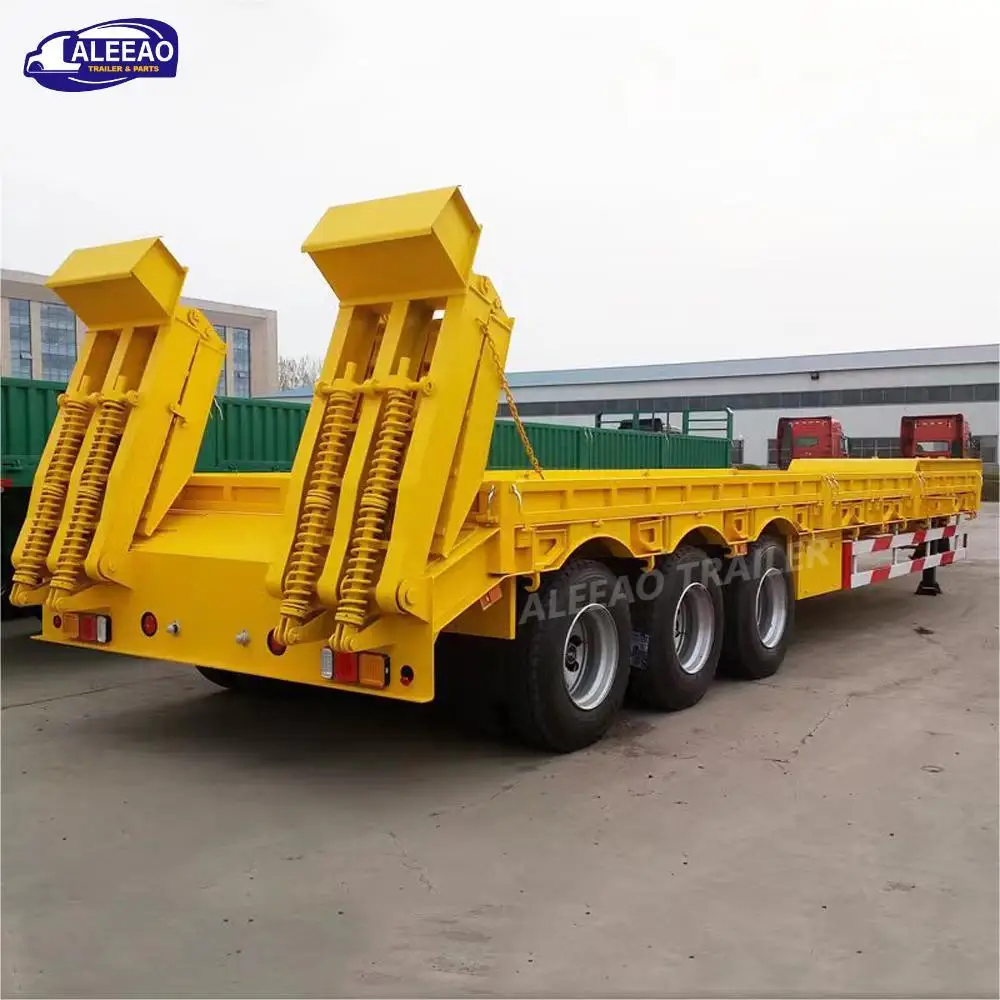 ALEEAO 3axles chassis Loader Lowboy Trailer Gooseneck Semi Trailers tilt slide standard Low bed Truck Trailer