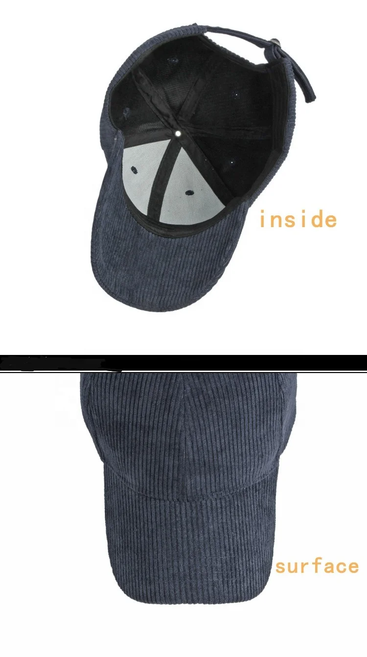 high quality fitted hats sports custom logo hats corduroy baseball cap