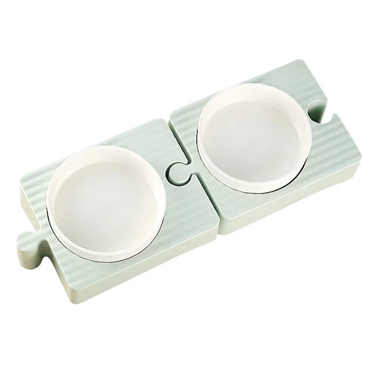 Выбор разных размеров, оптовая продажа, белая портативная двойная миска для кормления домашних животных