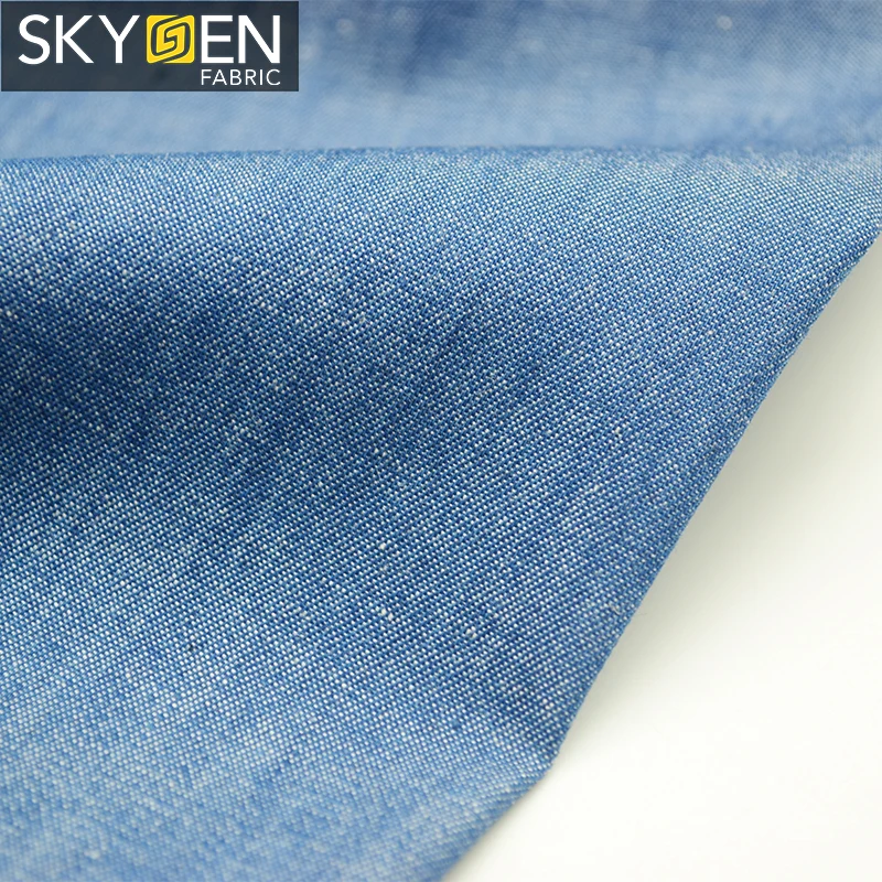 Skygen Stock Wholesale 100% Cotton Yarn Dyed Twill Indigo Denim Fabric for Shirting
