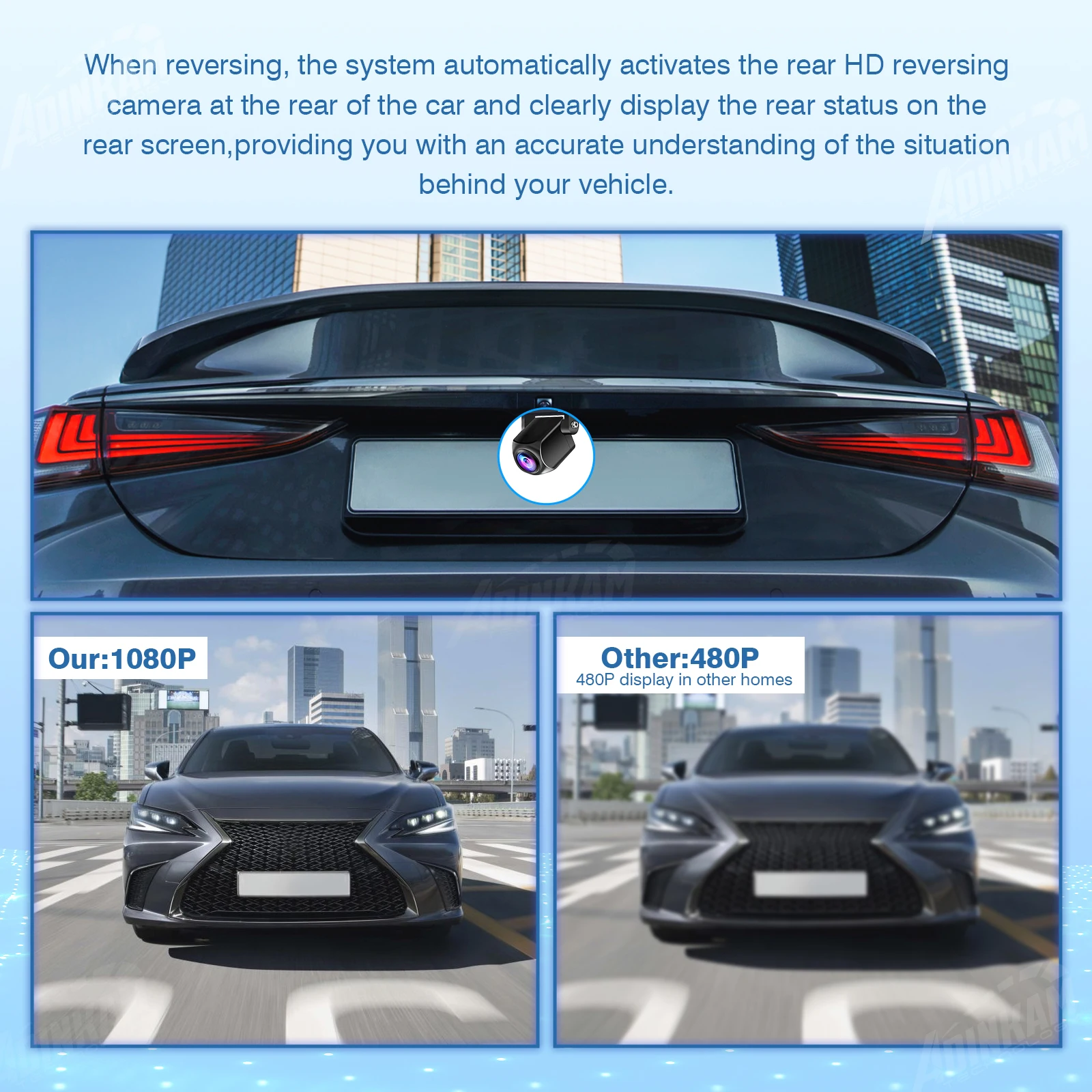 ADINKAM Universal 10.26 Inch Monitor Touch Screen Car Wireless CarPlay Android auto Stereo Radio DVR Dash Cam Multimedia
