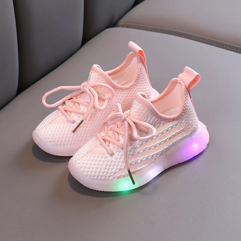 
2021 Attractive shoes design yeezy soft light sports led bottom shoes for children 