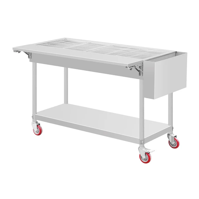 Wood Charcoal Bbq Grill Trolley Built-in Firebrick Barbecue Stainless Steel Asado Parrillas Gaucho Santa Maria Argentine Grill