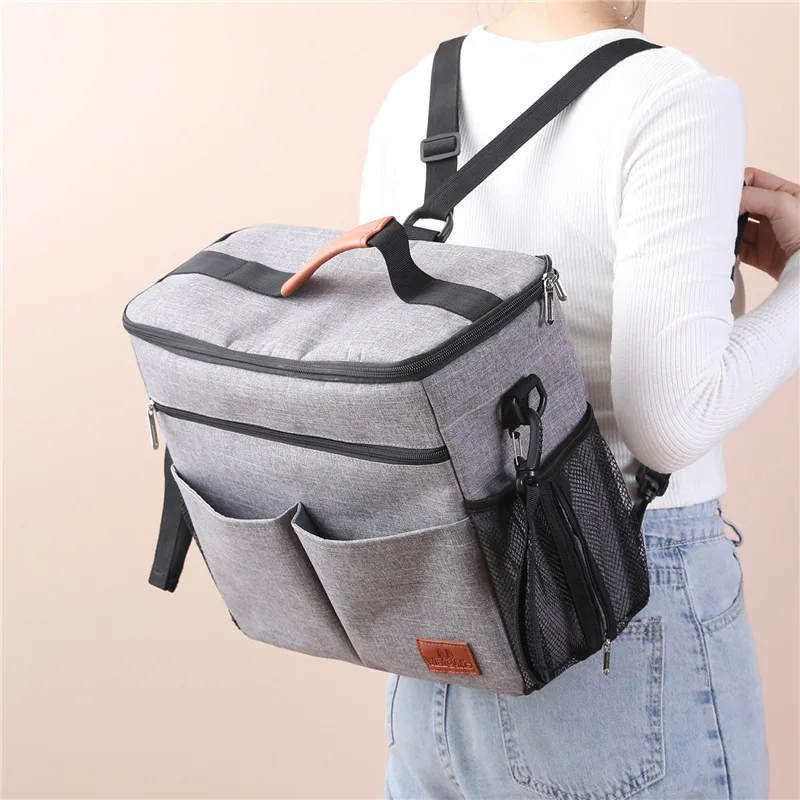 New Large Capacity Gray Oxford Cloth Stroller Organizer With Cup Holders Baby Stroller Organizer Bag Backpack