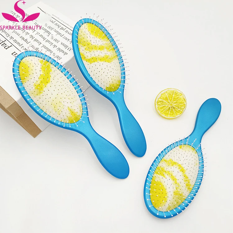 Wholesale Hairdressing Tools Detangling Hair Brush For Tangles Wigs Wet  and Dry Hair Print cushion  Paddle Brush