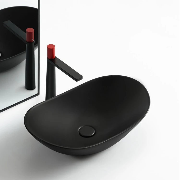 Customize Black Bathroom Sink Complete Set Oval Sanitar Ware Bathroom Round Ceramic Sink Wash