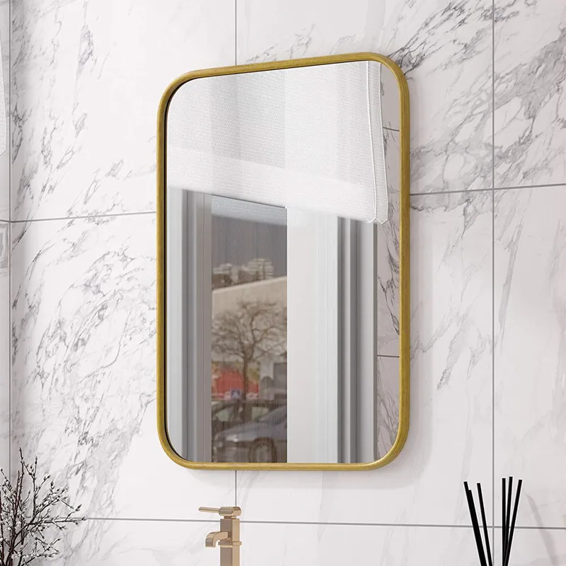 Antique Bronze Plated Metal Framed Mirror for Hotel Bedroom Stainless Steel Framed Decorative Mirror
