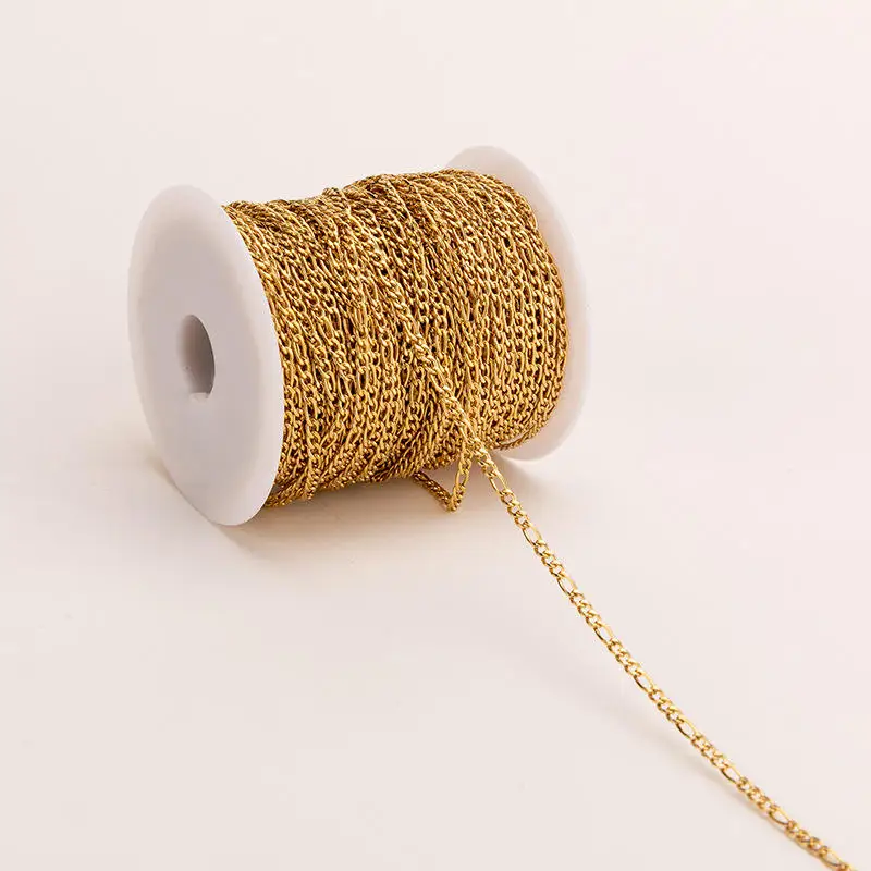 GP 3+1 Figaro chain Stainless steel chain bulk gold plated gunmetal for jewelry making findings Spool Roll by meter diy