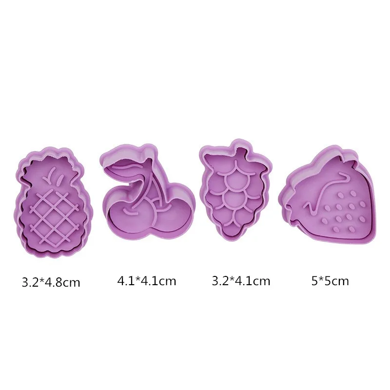 4 Piece Plastic Cookie Cutter Set Mold Spring Press Type Mold Multi-Function Cookie Cutter