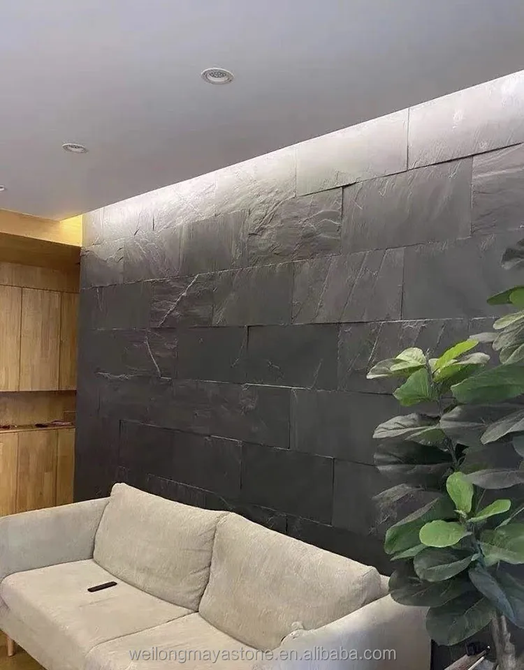 Wholesale Cheap Chinese Natural Stone Slabs Black Slate Garden Floor Covering Split Cut-to-Size Outdoor Modern Traditional