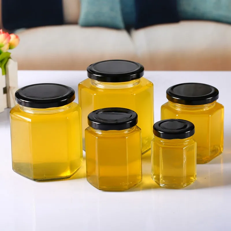 Wholesale food safety 100ml 250ml 300ml 450ml honey jars  round glass storage jar 3oz 9oz 10oz