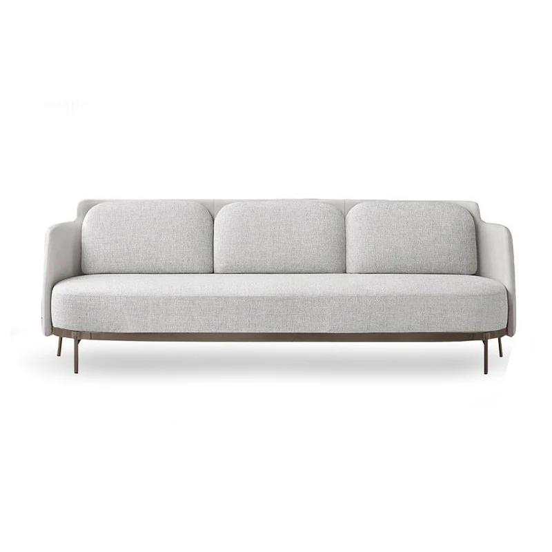 custom furniture factory for villas and luxury houses Modern stainless steel legs grey fabric sofa set designs
