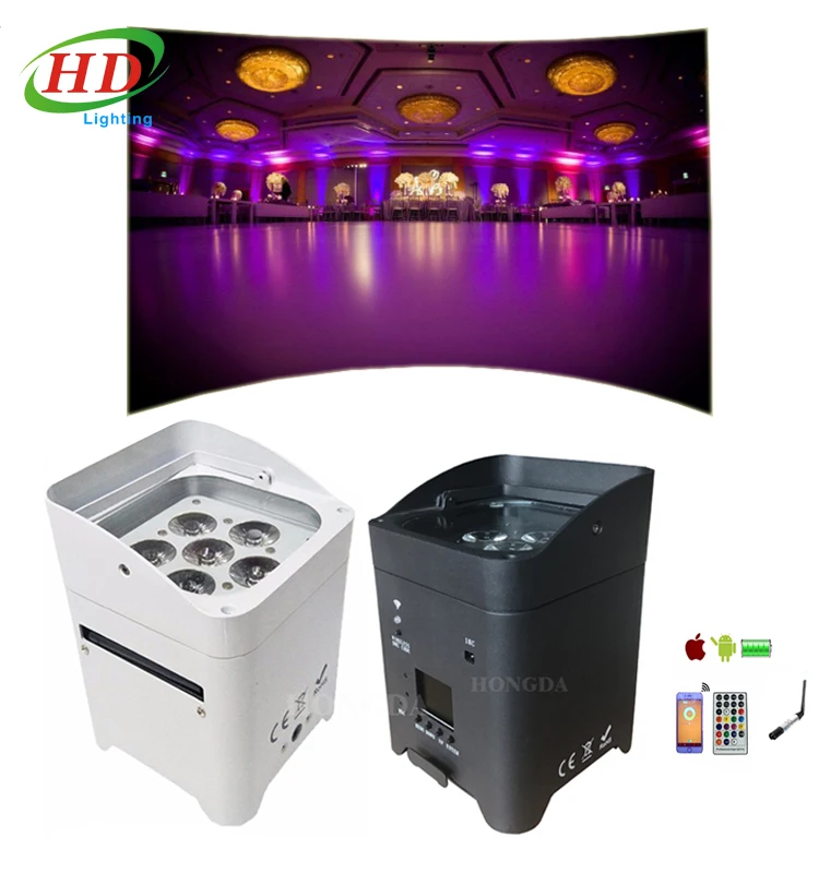 Wedding Uplight 6x18w RGBWA+UV 6 in 1 led par light wireless battery & Remote Control par light
