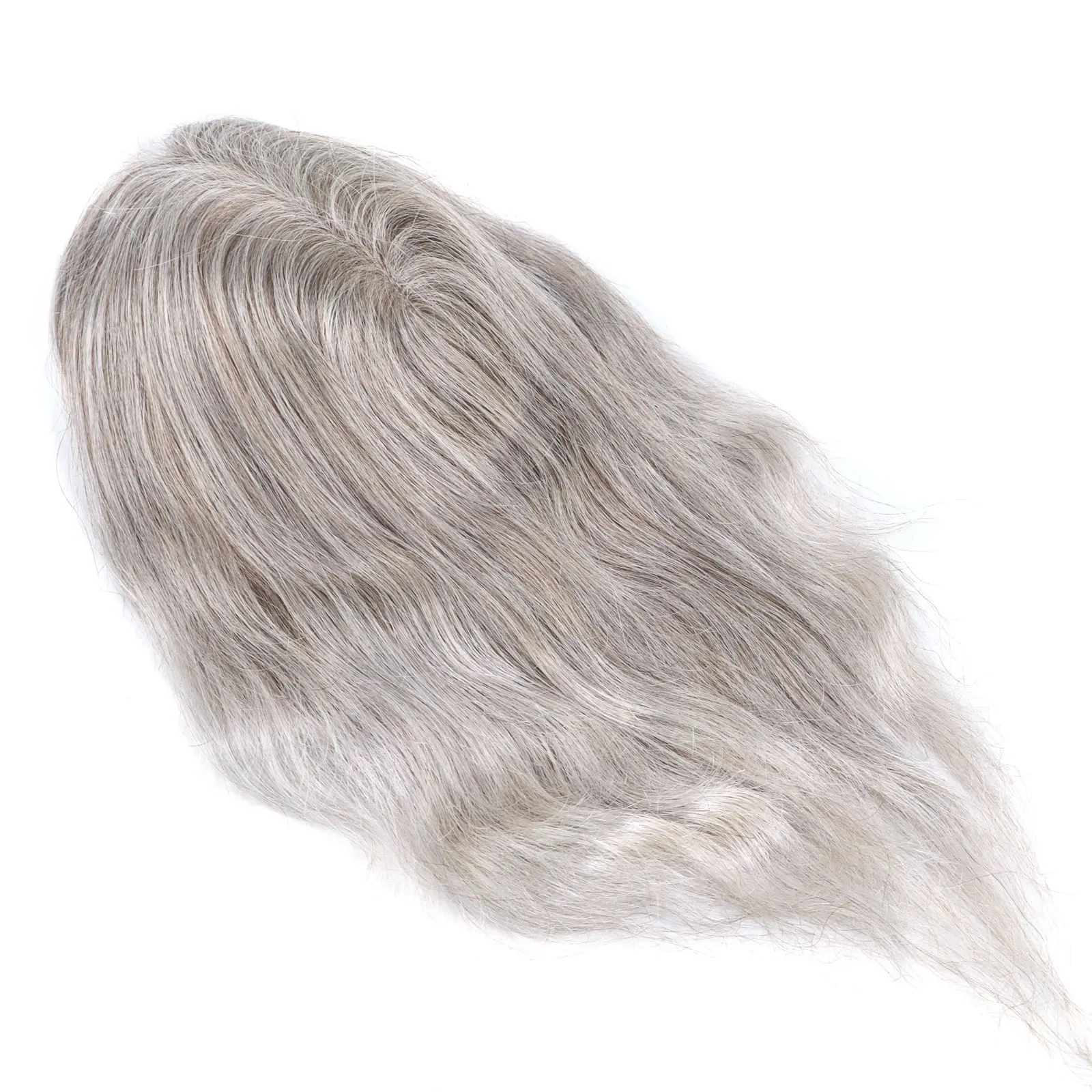 8x10inch Toupee for Men 12inch Long Remy Virgin Human Hair Wigs Mono Around Pu Base Hairpiece #7 Brown+60% Gray Hair Men Toupee