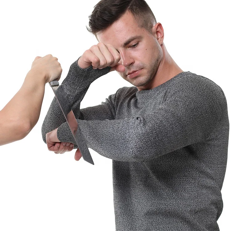 Cut Proof Clothing CE 5 ANSI A4 Soft Knife Cut Resistant Shirts Anti Tearing Anti Slash Round Neck Long Sleeve Anti Cut Clothes