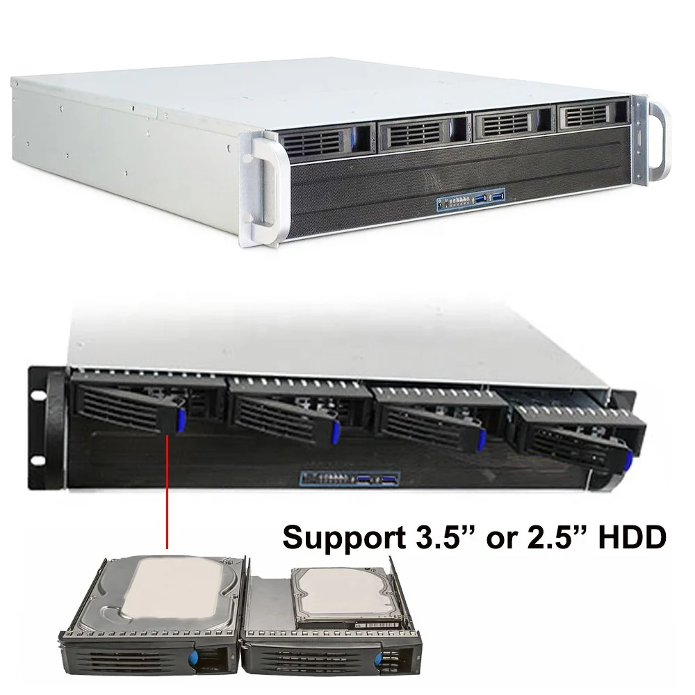 Шасси 2U для промышленного сервера в стойку с 4 популярными разъемами SATA/SAS Drive Bay, MiniSAS /SATA