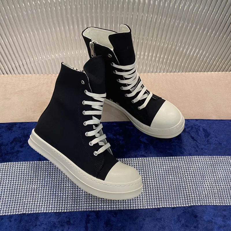 Popular High Top Slip On Sneakers Athletic Casual Tide Shoes Unisex Style Leather Ankle Boots Flat Shoes