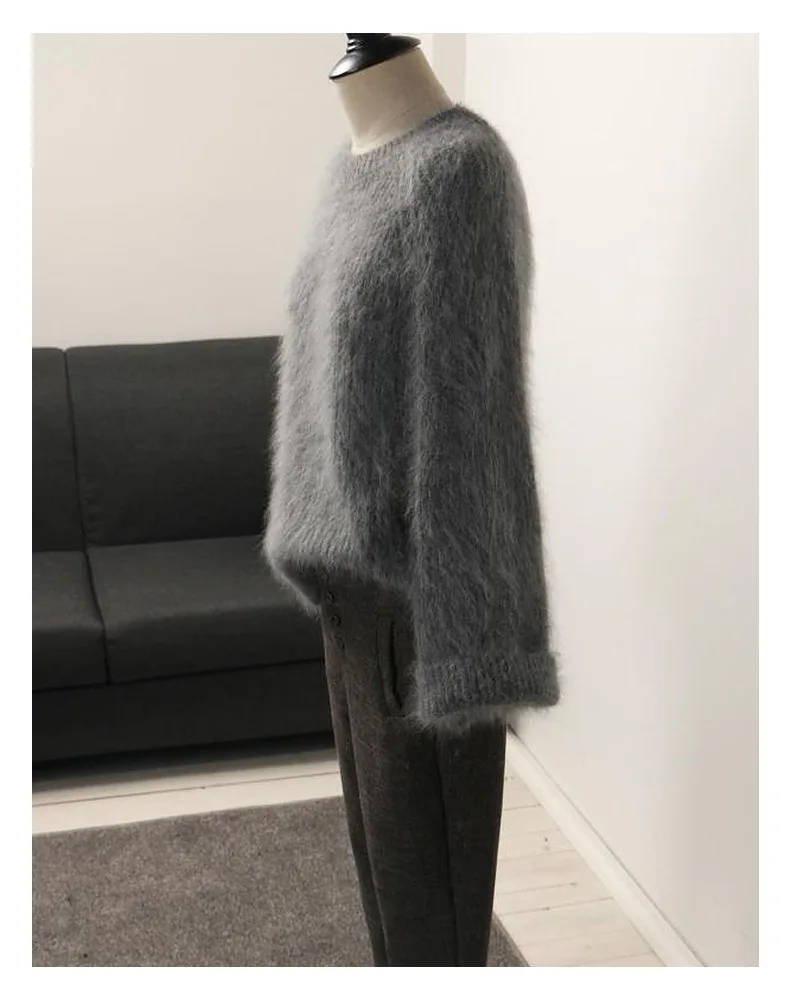 New Design High Quality Custom Jacquard women Angora Mohair Sweater