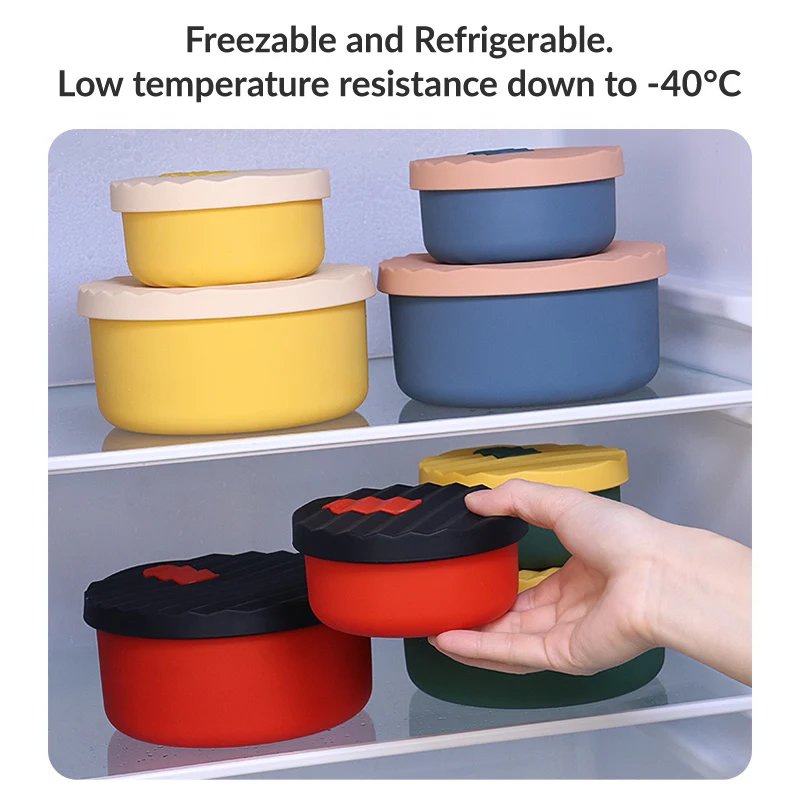 Multifunctional Unbreakable Non-toxic Mini Round Baby Silicone Lunch Food Storage Container Silicon Mixing Bowl Molds with Lid