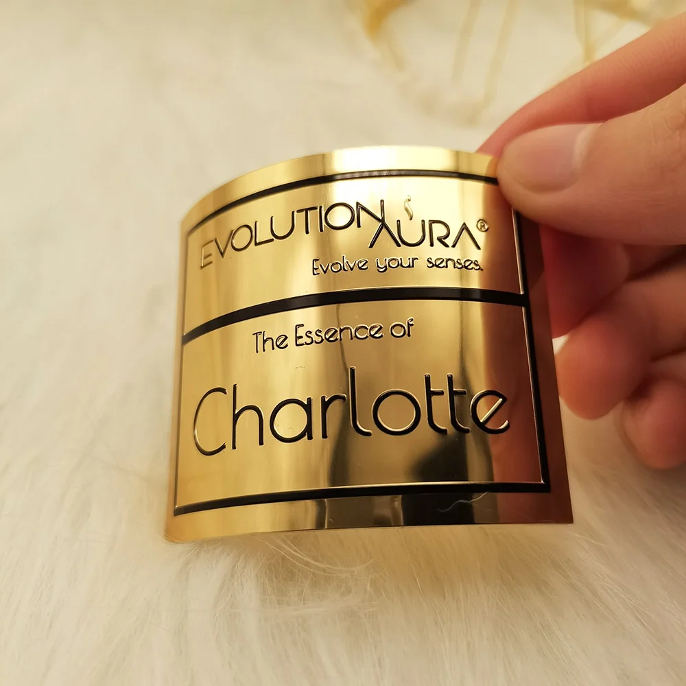 High Quality Luxury Candle Jar Gold metal Logo Stickers Printing Custom candle label printing