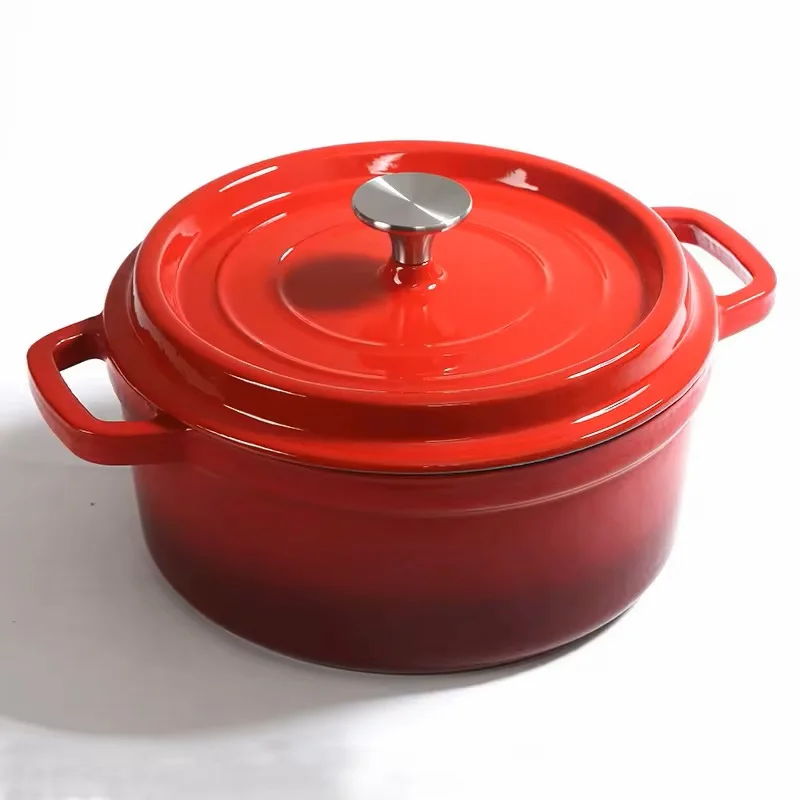 factory wholesale red24 cm Enamel Cast Iron DUTCH Oven Casserole Stewpot  Cooking Pot With Lid For Cooking, Basting, Or Baking