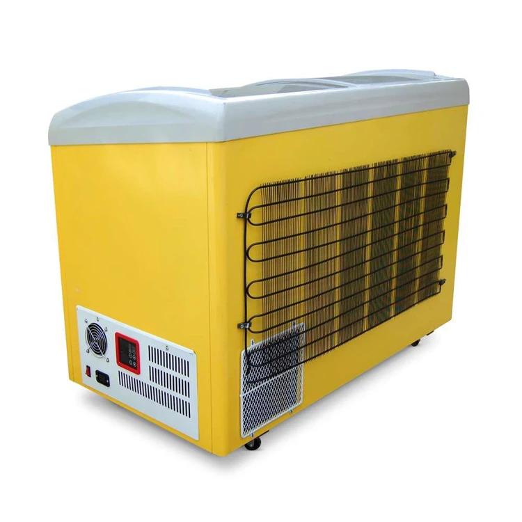 Морозильная камера для мороженого с изогнутой дверью для супермаркета 258 литров