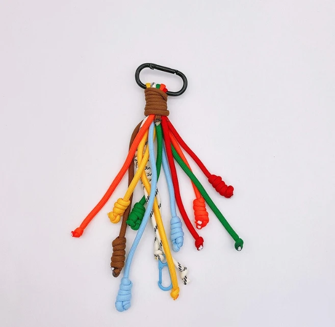South Korea rainbow color woven rope keychain pendant creative niche bag hanging ornaments
