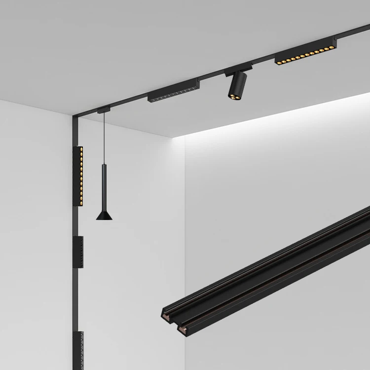 ALLWAY Hot Product Aluminum Mini Size Black 6w 8w 48v Magnet Track Lighting System Cob Ceiling Led Track Lights