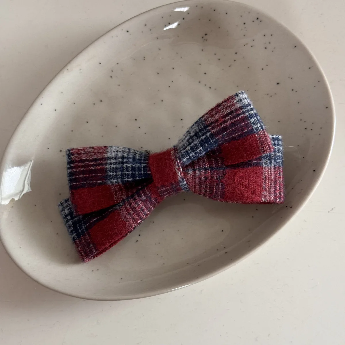 England Style Vintage Red/Blue Plaid Fabric Bow Hair Clips Handmade Hairpins for Girls Sweet Style Hair Ties Headband
