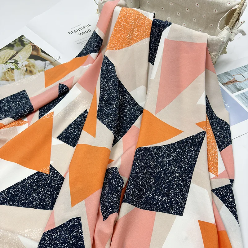 Hot geometric pattern beach pants fashion four-sided elastic shirt polyester home wear printed fabric