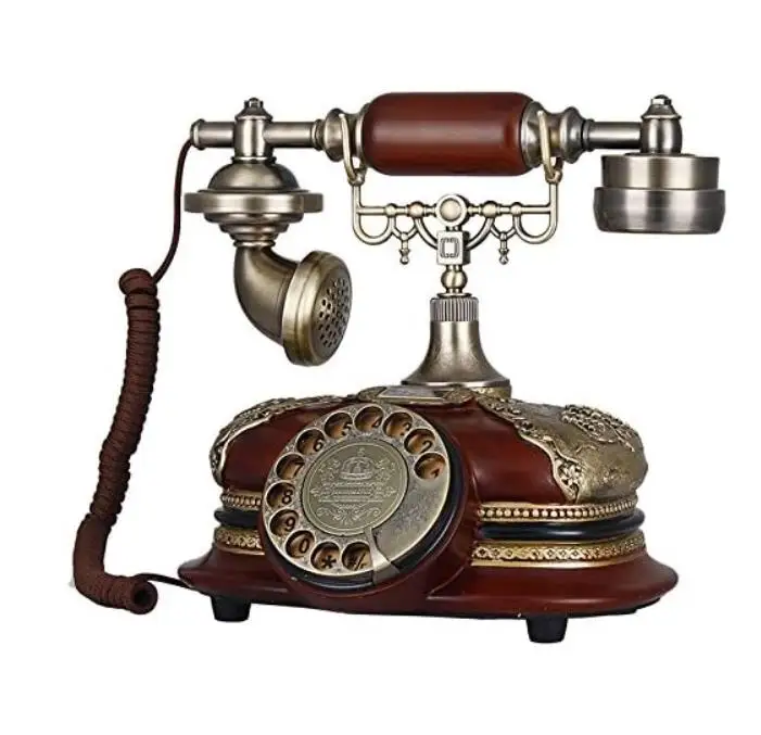 Retro Vintage Antique Style Rotary Dial Button Desk Telephone Phone Home Living Room Decor
