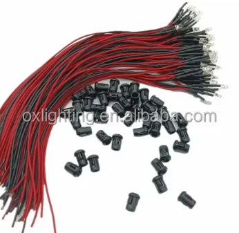 3mm 5mm 10mm Round  Red Blue Green Yellow White Warm White Multicolour Pre Wired LED Emitting Diode Light Bulb Beads With cable