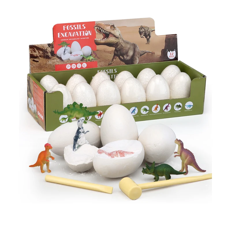 12PCS Dinosaur Model Set Diging toys Dinosaur Egg Fossil Children Archaeological
