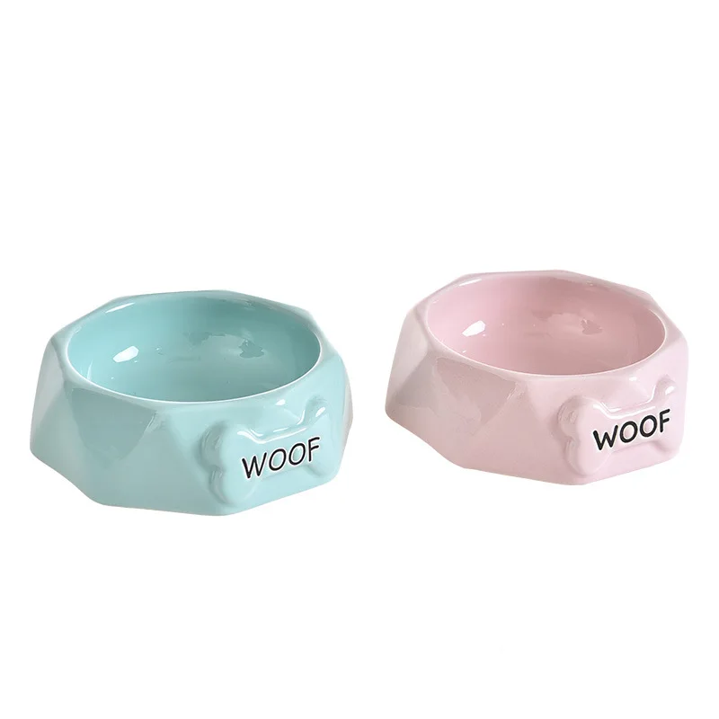 Wholesale Diamond Shape Easy Clean Creativity Ceramic Pet Bowl Elevated Pet Bowl Stand Pet Food Bowl