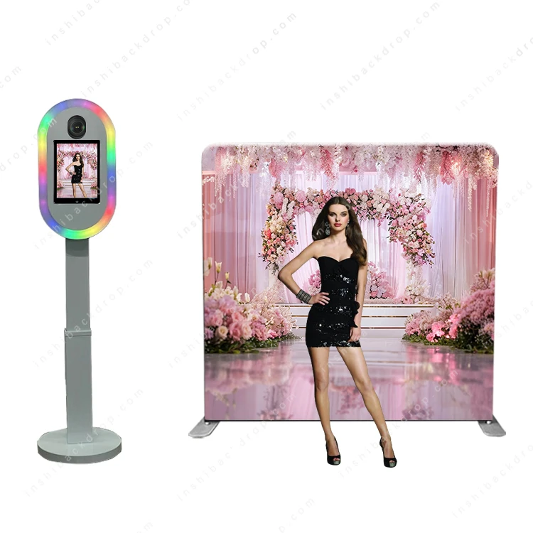 Party Event Mirror Magic Machine Shell Led Light Metal Touch Screen oval Portable Dslr Photo Booth