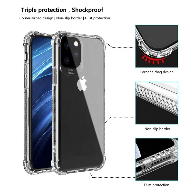 Прозрачная мягкая задняя крышка из ТПУ чехол для мобильного телефона iPhone 11 Pro Max