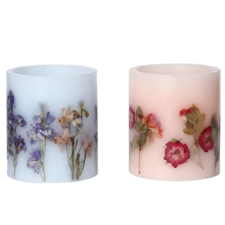 
wholesale luxury scented wax candles with flowers and plants 