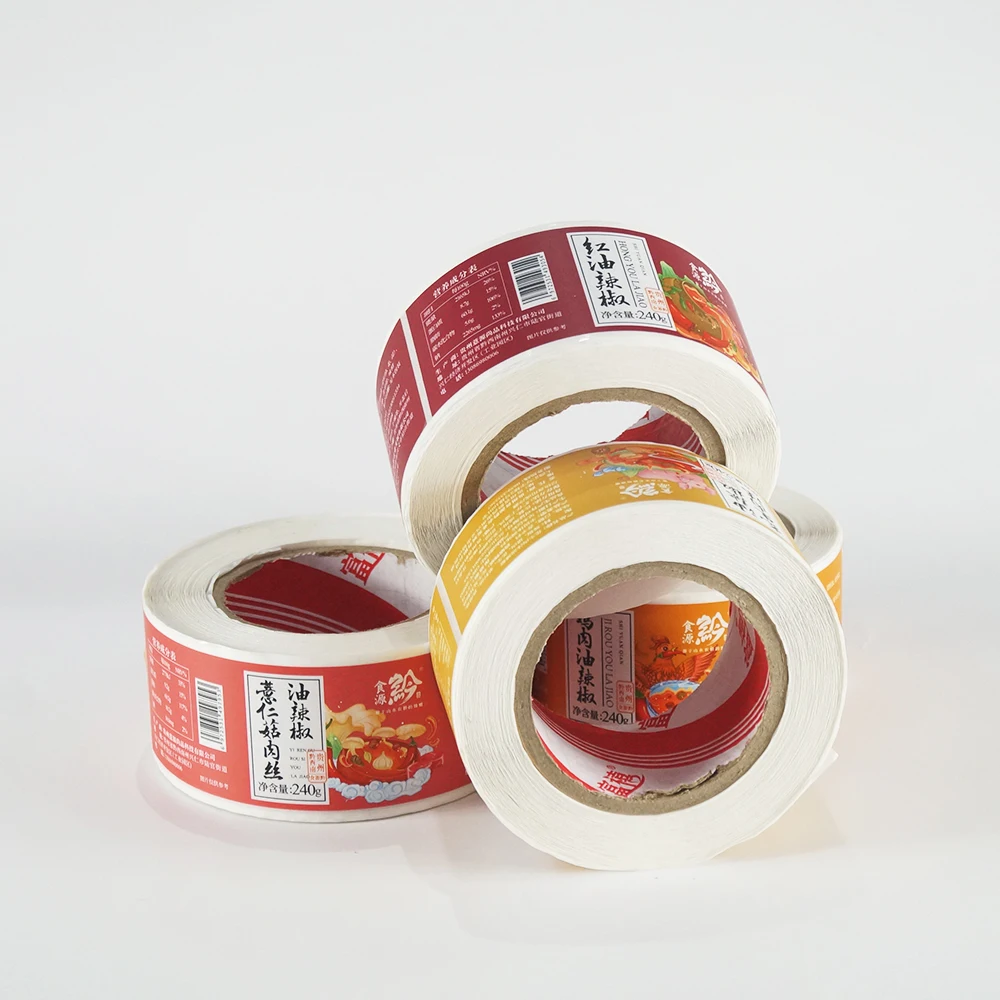 Recycle Roll Paper Sticker Custom  logo printing  paper sticker label for food package box / cosmetic bottle sticker