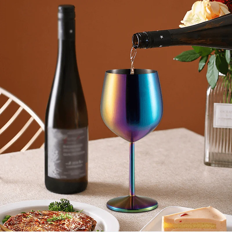 Champagne Whiskey Creative Metal Goblet Stainless Steel Party Wine Goblets Elegant Drink ware Smooth Mouth Wine Glass