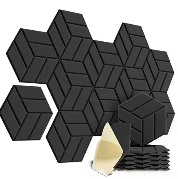 Acoustics 12-Pack Modern Hexagon Acoustic Panels Beveled Edge Studio Treatment with Polyester Tiles Sound Proof Insulation