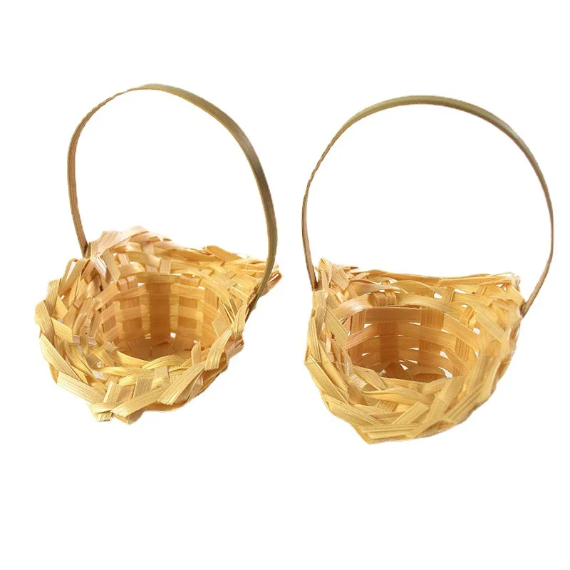 Bamboo Woven Mini Princess basket handmade flower arrangement Floral art flower bouquet decorative pastoral style home basket