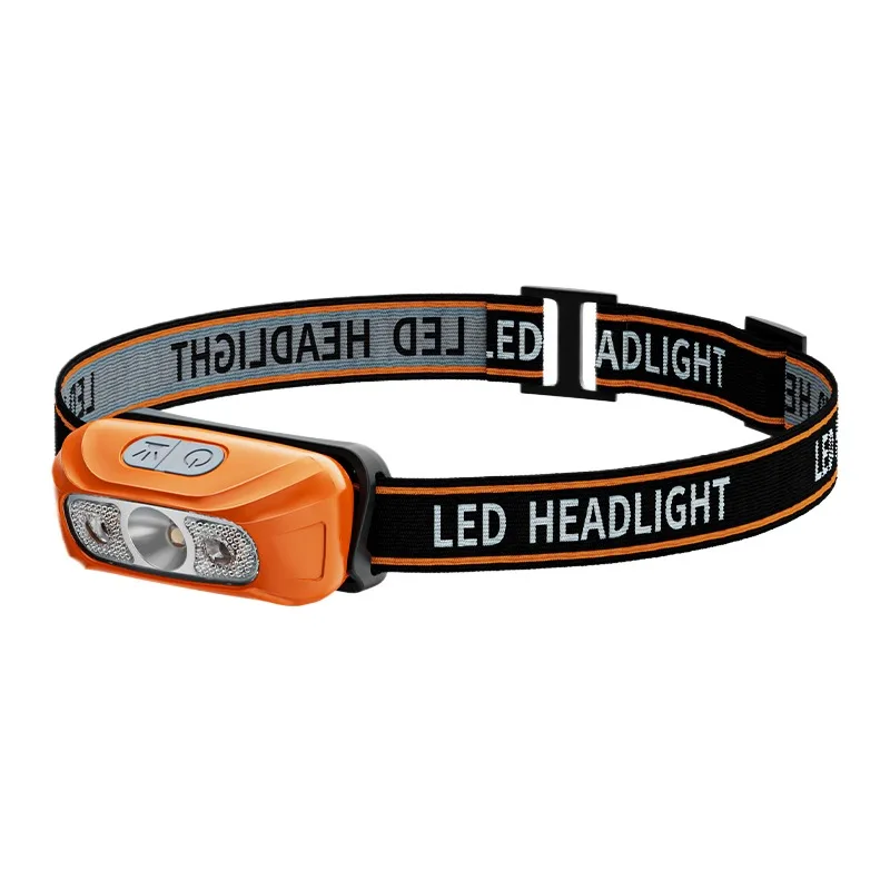 Orange LED Zoom Headlight for Kids Reading & Outdoor Play with Adjustable Focus Flashlight