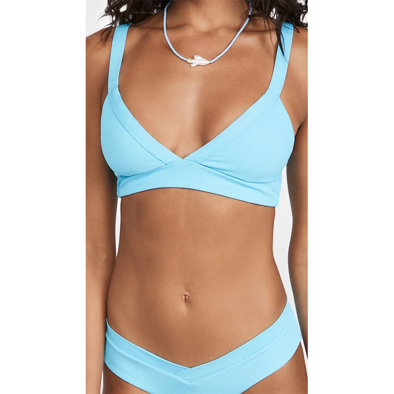 OEKO-TEX OEKO-TEX 200pcs customized 2021 Adjust Strap Swimsuit Women Thong Swimwear Plain Bandeau Bikini Tops Wholesale Hot Sexy Crotchet Bikini