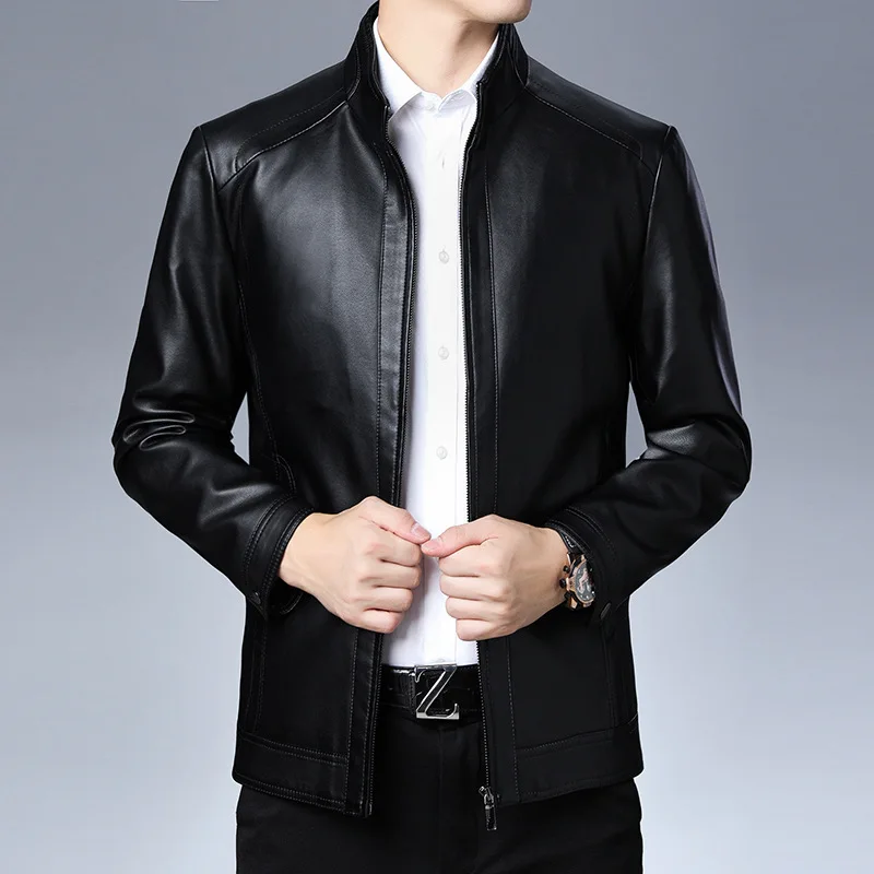 Genuine Suit Leather Jacket Men Slim Fit Short Coat Men Fashion Leather Jacket