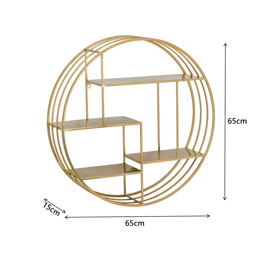 Gold Rounded Steel Plant Flower Pot Wall-Mounted Sheves Metal Wire Wall Shelf For Home Decor