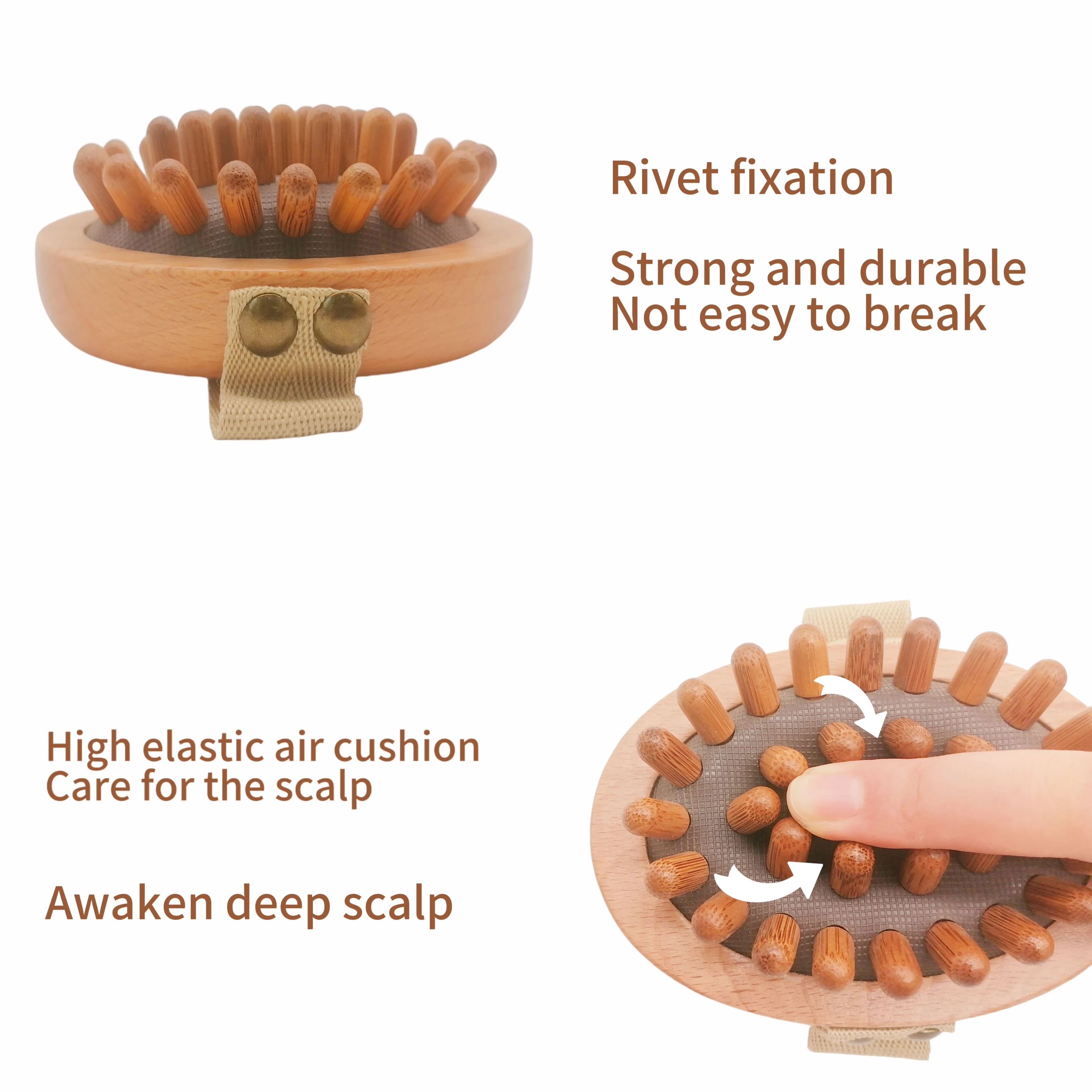 Hot Sale Wood Flat Top Laser Meridian Massage Comb Beech Hair Brush Air Bag Head Massage